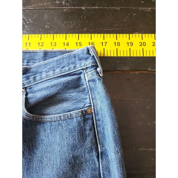MEN'S LEVIS 501 SZ 33X34 LEVIS DARK WASH BOOT CUT BUTTON FLY 80'S 90'S JEANS - Picture 6 of 10